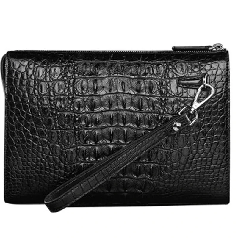 

VVBrown male handbags crocodile bag large capacity Men bags business zipper Male hand bag men clutch bag