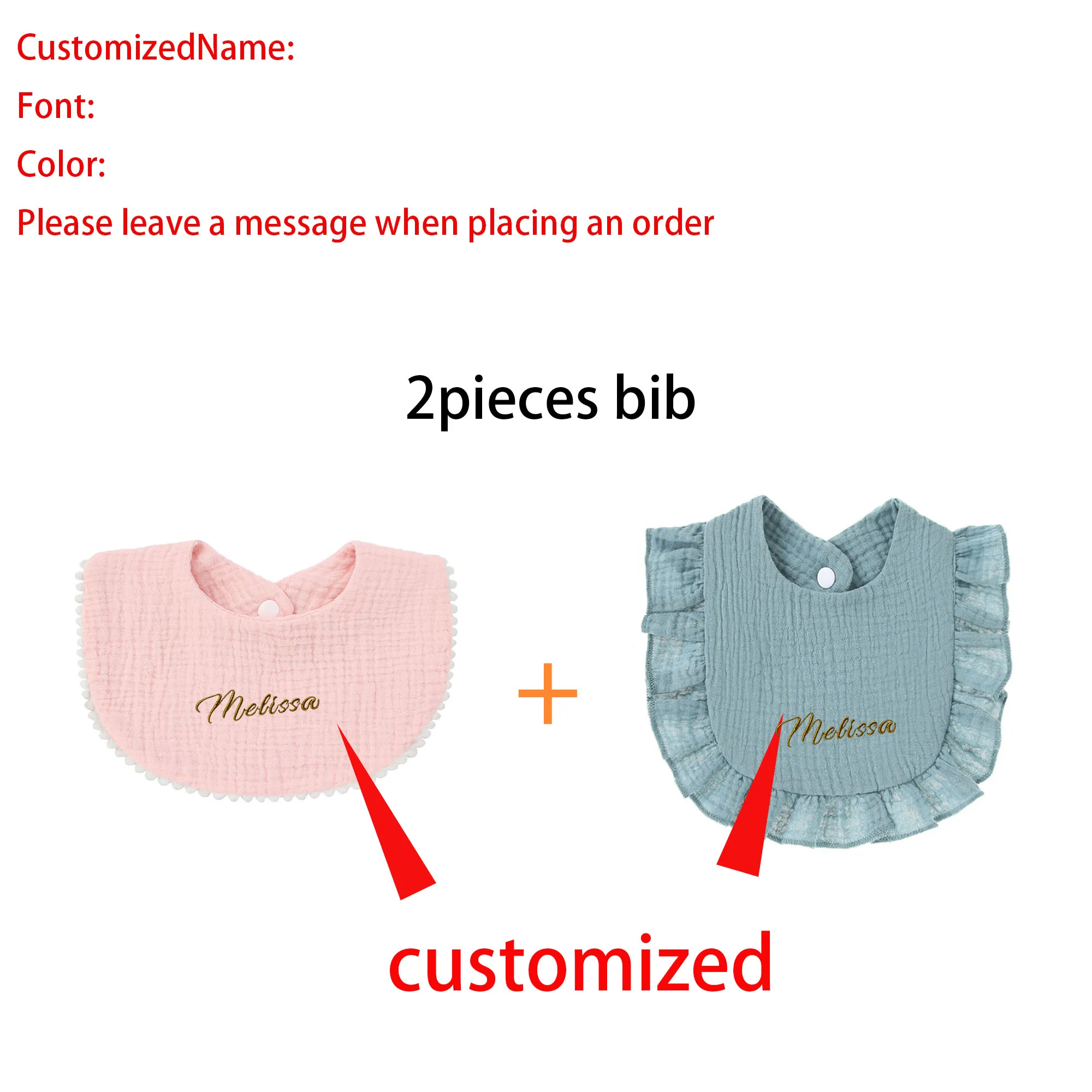 Personalisierte Wasserdichte Reine Baumwolle Baby-Lätzchen 2 Stück Weiche Saugfähige Spucktücher Säuglings-Fütterungslätzchen Neugeborenen Jungen Mädchen Geschenk – Detail 5