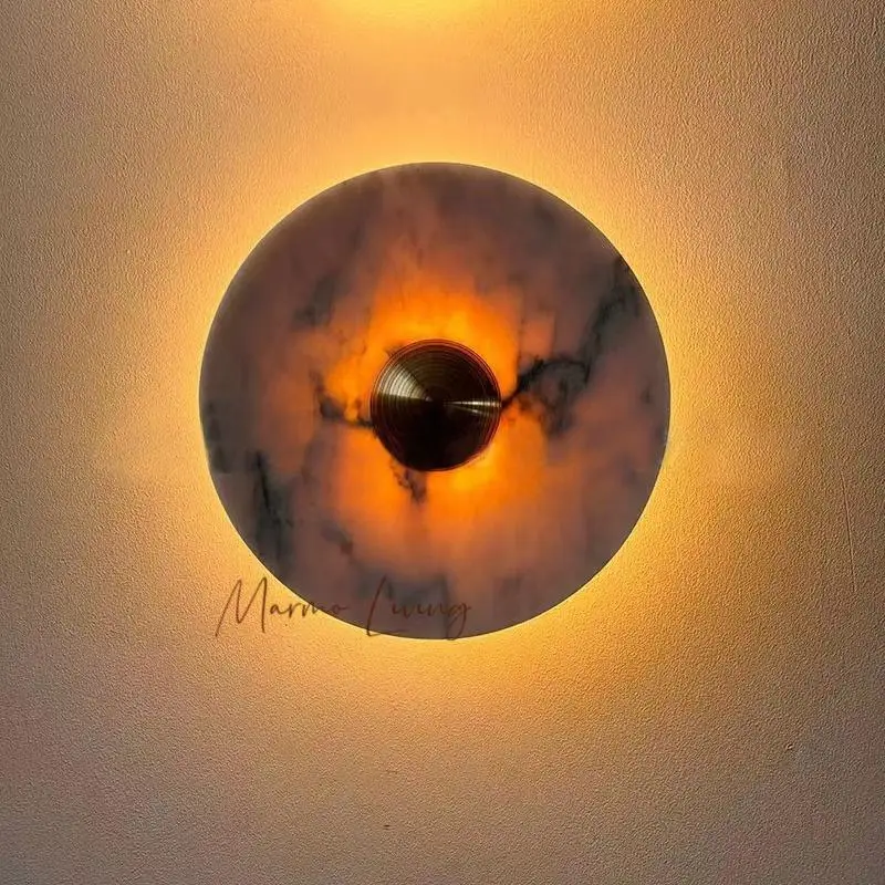 Medieval Silent Wind Rouge Marble Wall Lamp Designer Model Room Villa Living Room Bedroom Corridor Background Wall Lamp