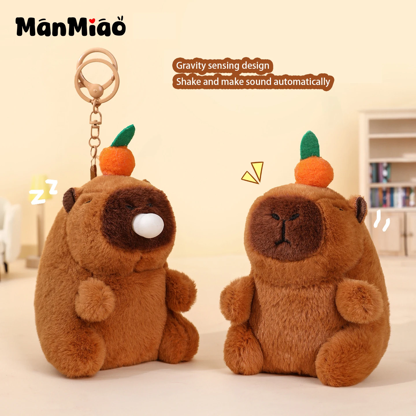 Cute baby river otter plush toy for stress relief, bubble blowing, shaking and making sound keychain pendant for birthday party