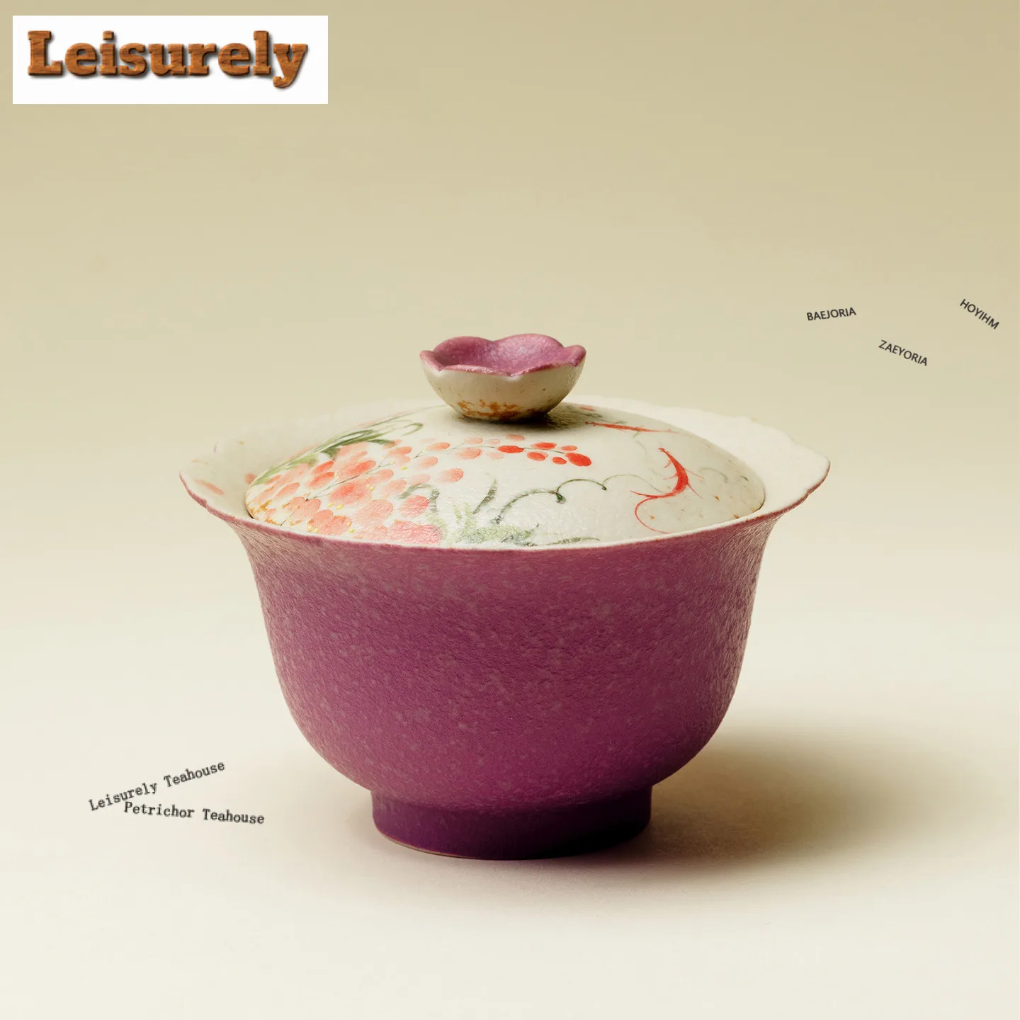 

120ml Hand Drawn Pastel Wisteria Gaiwan Boutique Sopera Tea Tureen Tea Bowl With Lid Kit Tea Maker Cover Bowl For Tea Ornaments