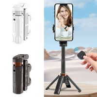 360 Degree Rotation Selfie Stick Portable Scalable Mobile Phone Camera Stand Universal Bluetooth Flat-standing Quadripod Travel