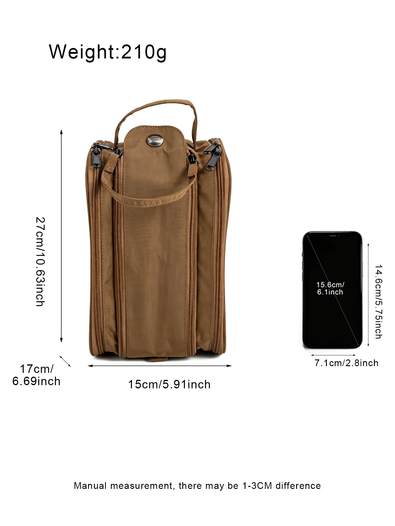 Strapazierfähige Nylon-Kosmetiktasche, leichte Reise-Toilettentasche mit Doppelreißverschluss, geräumiger Aufbewahrungsorganizer für Schreibtisch und Koffer, Unisex – Detail 3