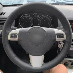 Black Car Steering Wheel Cover DIY Microfiber Leather Breathable For Opel Astra (H) Vauxhall Holden 2004-2009 Auto Accessories