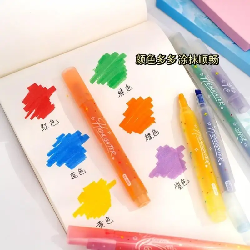Kawaii Candy Color Stationery Set 3Pcs  Star Glitter Powder Portable Supplies for School Office Student Use