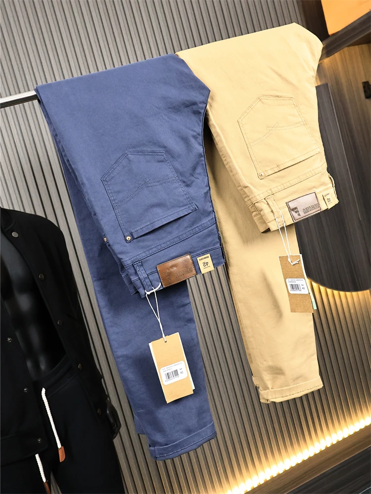 

Брюки без железа против морщин, мужские однотонные модные повседневные длинные брюки, весенний сезон, молодежная повседневная одежда, облегающий крой