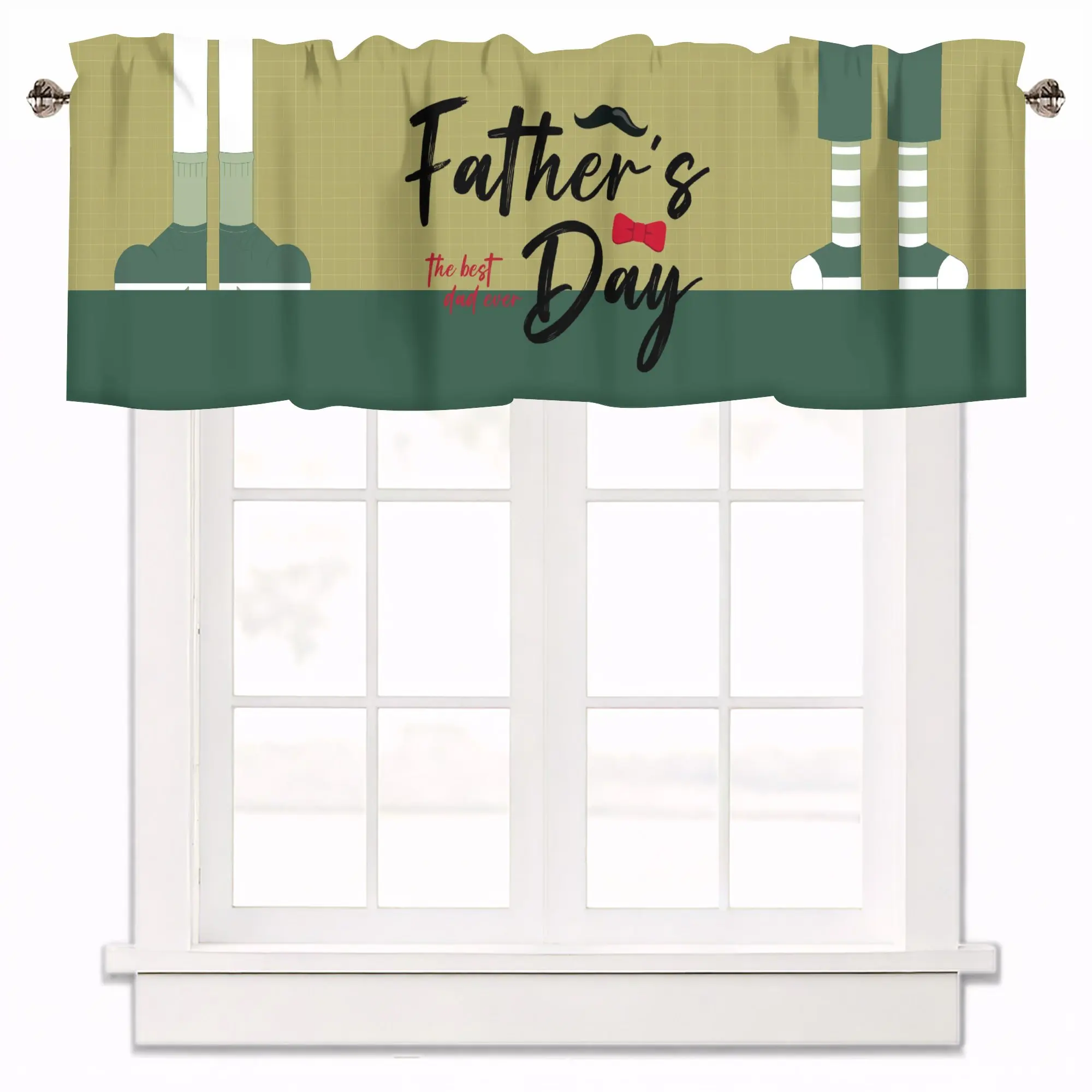 Happy Father's Day Kitchen Curtains Valances for  Rod Pocket Bathroom Treatment for Living Room Bedroom Decor style 4