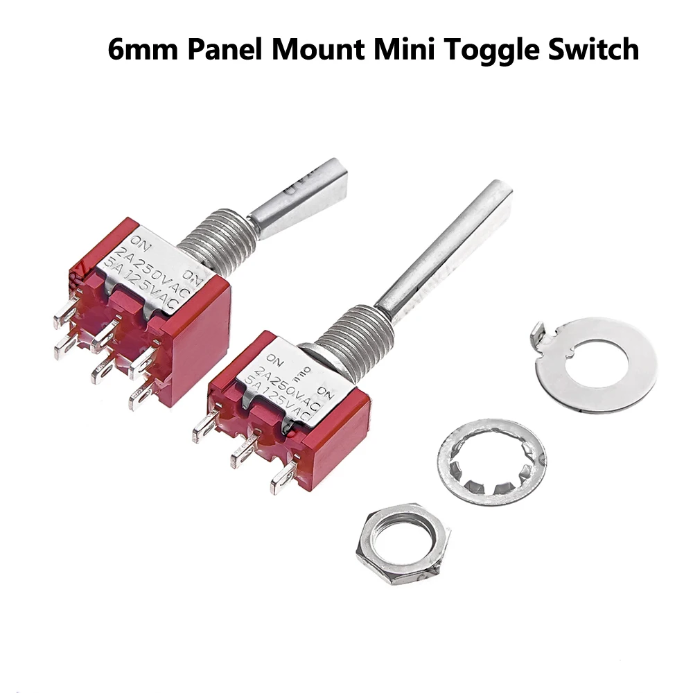 2PCS 2/3 Positions ON OFF ON Locking Momentary 3/6Pin RC Model Remote Controlller Flat Handle 6mm Panel Mount Mini Toggle Switch