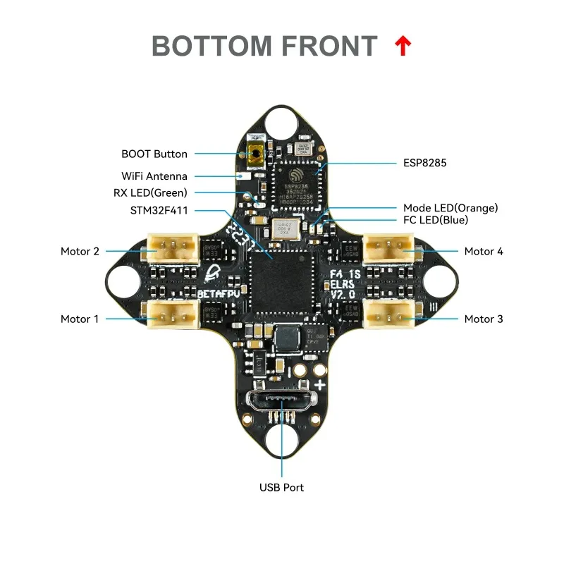 BETAFPV F4 1S 5A AIO Brushless Flight Controller Built-in SPI ExpressLRS ELRS 2.4G Receiver for FPV Racing Drone Meteor 65 /75