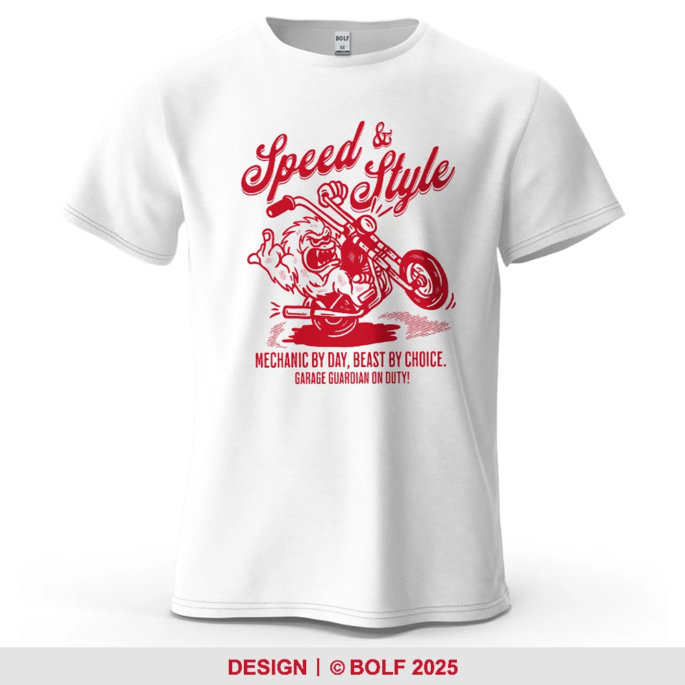 Speed & Style Cartoon Printed Men's T-Shirt 100% Cotton Oversized Retro Biker Graphic Tees for Women Tops Tees Streetwear