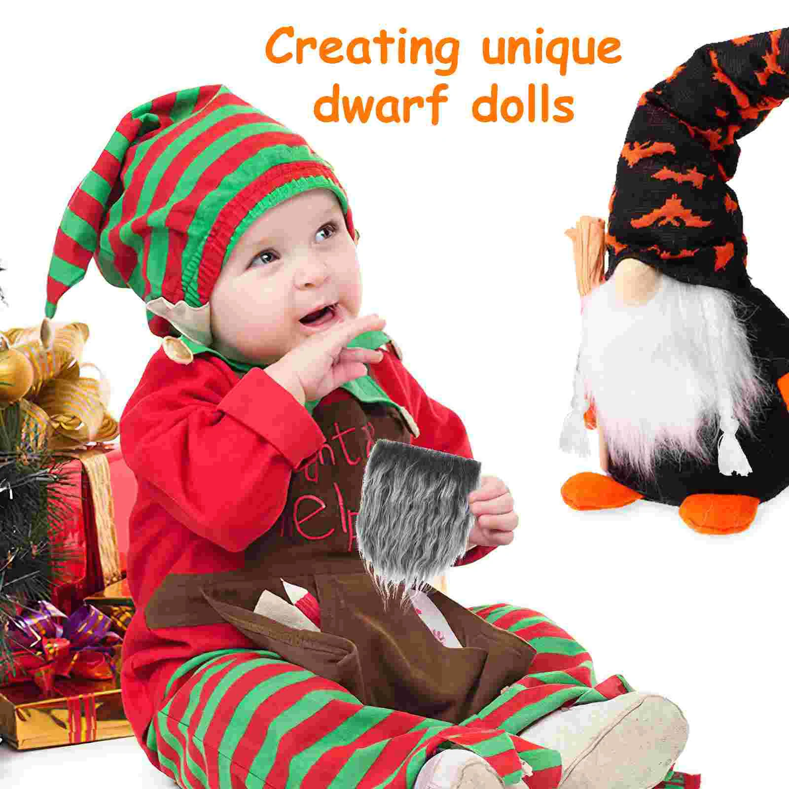 Dwarf Handmade DIY Materials Combination 2 (frost Gray + White) Santa Faux Fur Gnome Baby