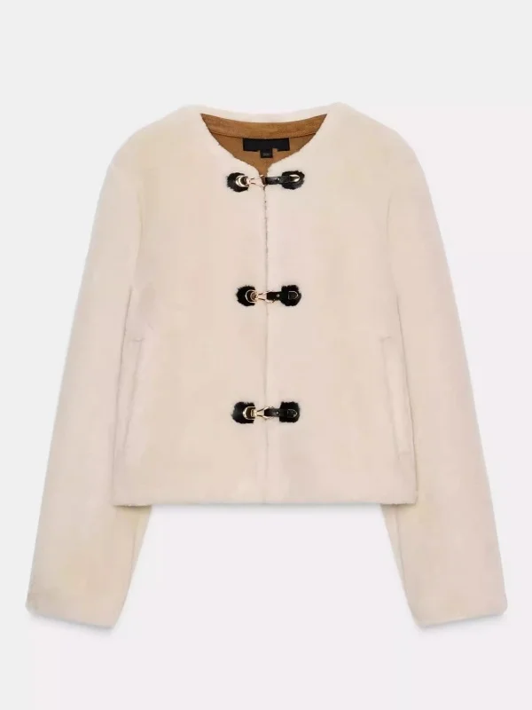 

Двусторонний джат с меховым воротником ягненка, круглый, новое поступление, женское пальто для поездок на работу, повседневное свободное пальто из полиэфирного волокна