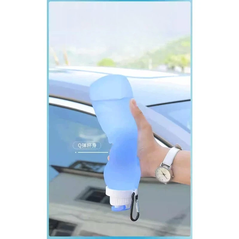 Silicone water cup Portable folding cup, summer sports belt anti-drop cup