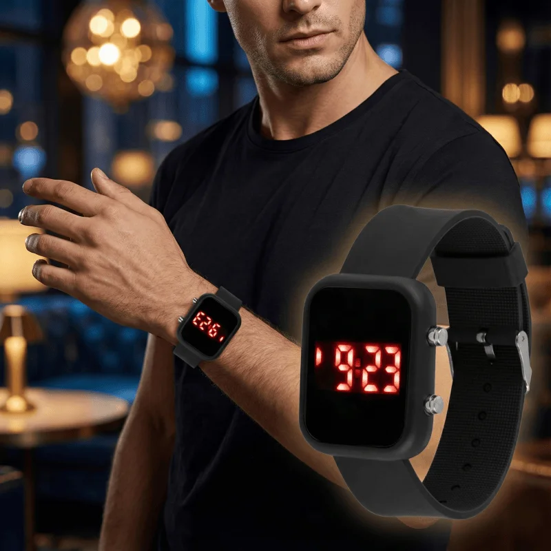 

Digital Watches for Men Women Simple Square Men's LED Watch Casual Sport Silicone Electronic Wristwatch Clock relogios masculino