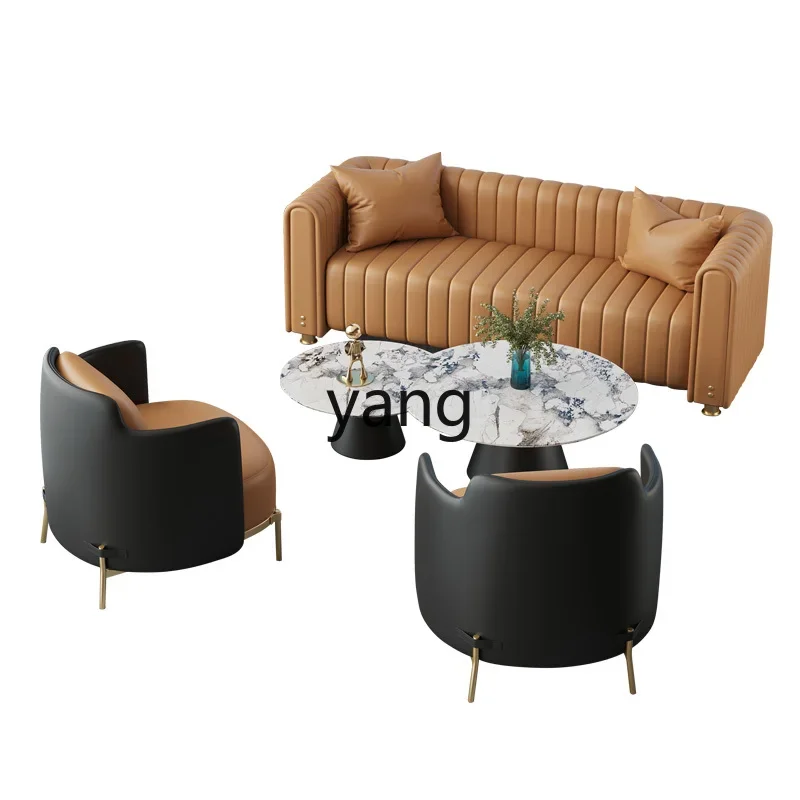 Yjq Cafe Bar Online Red Reception Negotiation Leisure Houndstooth Single-Seat Sofa Chair Combination