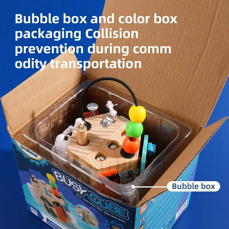 Mainan Kubus Multifungsi Alat Eonal Busy Board Montori Mainan Anak untuk Anak di atas 3 Tahun Bahan Kayu