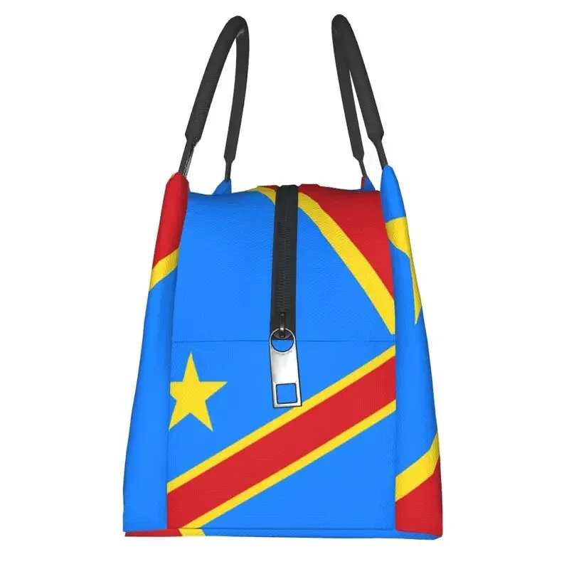 Custom Flag Of Congo Kinshasa Lunch Bags Women Cooler Warm Insulated Lunch Box for Office Travel lunchbag Thermal Bags