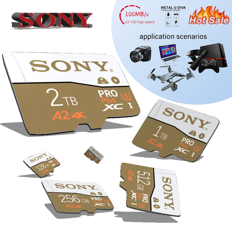 

SONY 2TB 1TB 512GB 128GB Micro SD Card A2 U3 Supports 4K video. for PC phones Nintendo Waterproof Flash Memory Game Storage