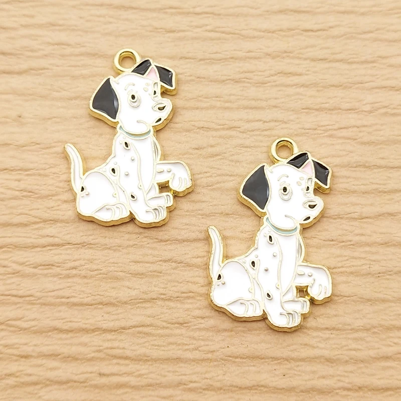 10pcs Cartoon Dog Charm for Jewelry Making Enamel Necklace Bracelet Earring Pendant Diy Accessories Alloy Metal Gold Plated