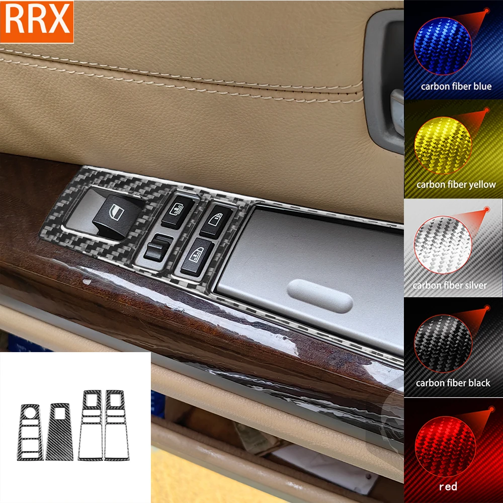 

For BMW 7 Series E65 2002-2008 Window Lift Control Panel Cover Tuning Real Carbon Fiber Sticker Car Interior Trim Accessories