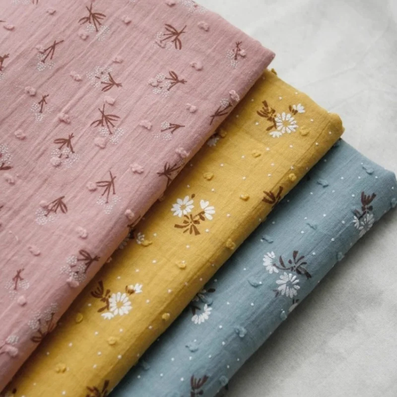 

140x50cm Daisy cut flower embroidery summer cotton fabric children's dress clothing diy handmade fabric