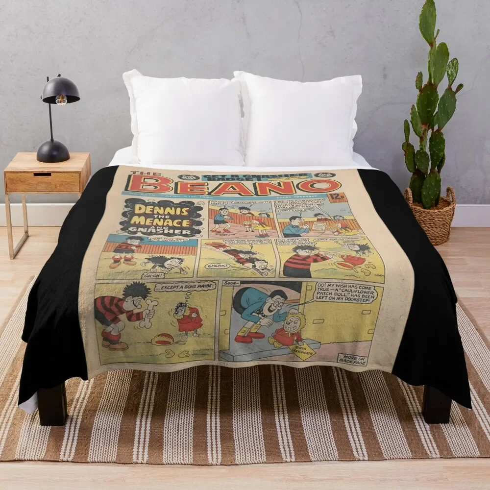 

Vintage/Retro 1984 Beano Front cover. Classic Dennis the menace and Gnasher, vintage style. Throw Blanket