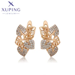 Xuping Jewelry Fashion Charms Earrings White Stone Popular Leaf Shape Huggies Earring for Women Gift  X000450056