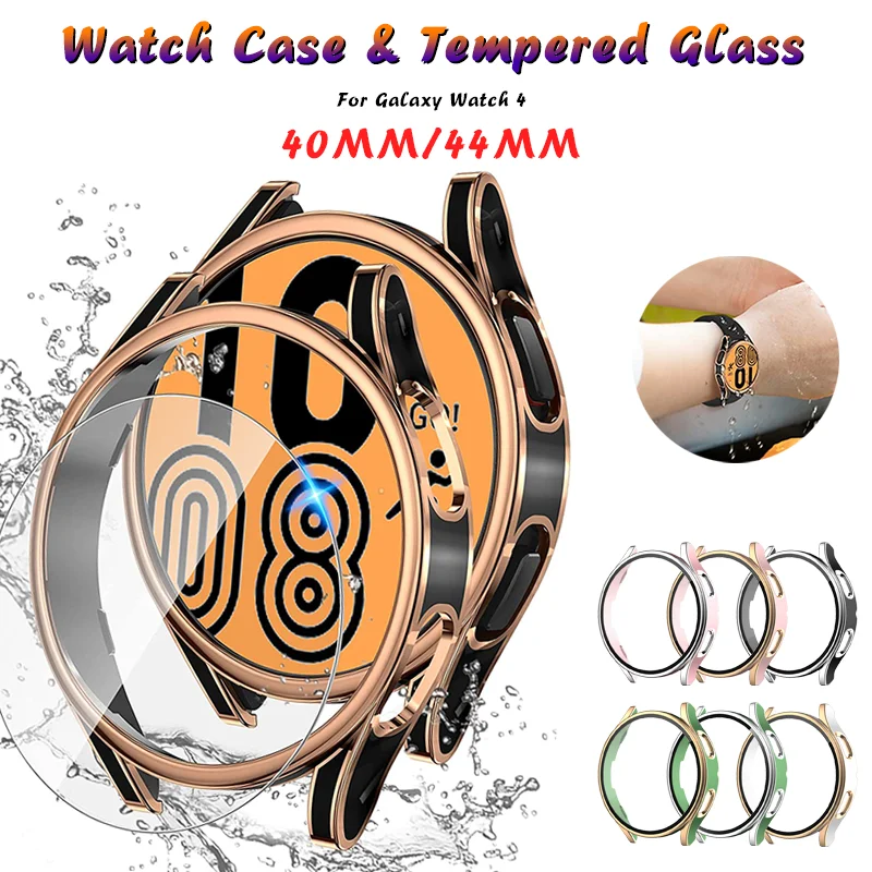 

Watch Case for Samsung Galaxy Watch 4 40mm 44mm Screen Protector and Case Anti-Fog Tempered Glass Protective Film Hard PC Bumper