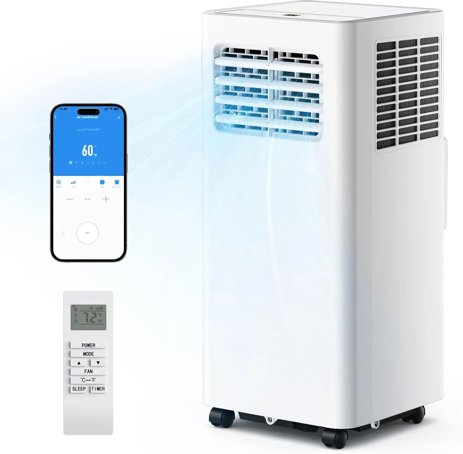 

Portable Air Conditioners 12 000 BTU Smart 3 in 1 AC Unit Cools Rooms Up to 550 Sq Ft Built in Cool Dehumidifier Fan Quiet 50