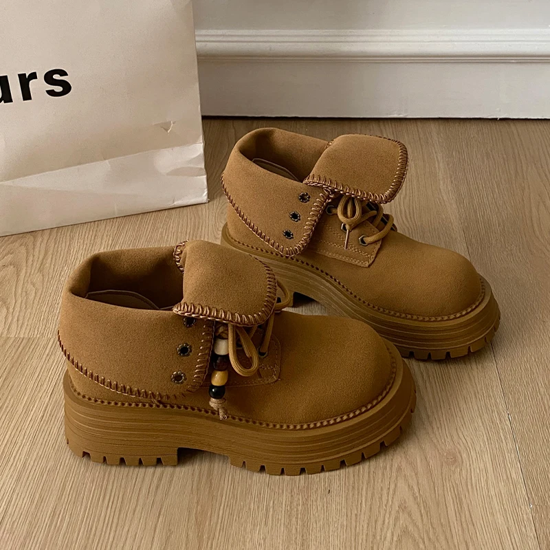 

Женские ботинки на платформе, обувь на плоской подошве со шнуровкой, зима 2025, новые спортивные кроссовки для бега, повседневные кроссовки, ботильоны «Челси», трендовые Zapatos