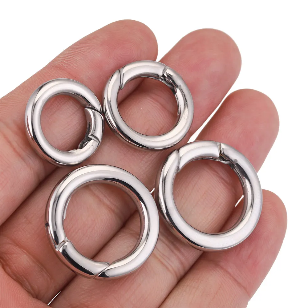 Stainless Steel Round O Ring Spring Clasps Keychain Bag Clips Hook Chain Buckles Lobster Clasp Connector for DIY Jewelry Making