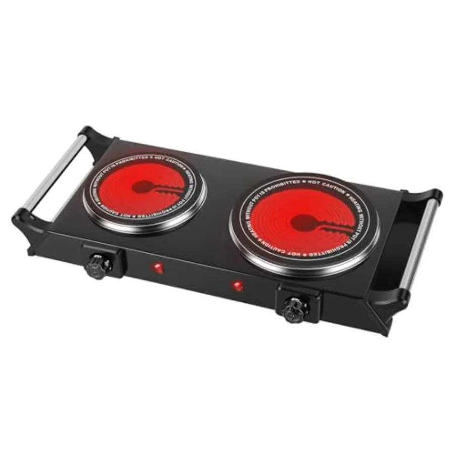 

2000W Electric Double Burner Hot Plate Portable Induction Cooktop with Stepless Temperature Control 5 Preset Modes Cool-Touch H