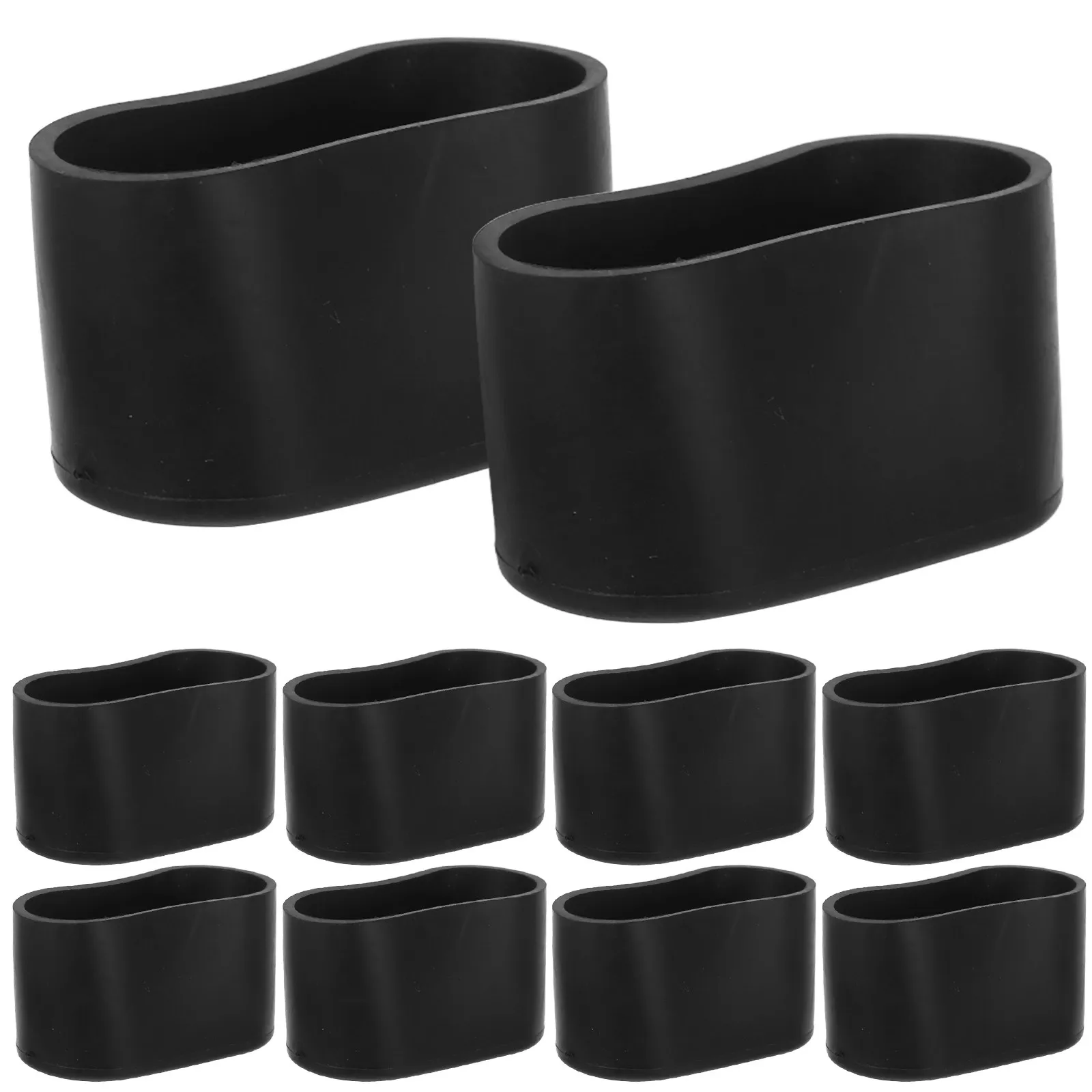 16Pcs Black PVC Chair Leg Protectors Non-Slip Furniture Oval End Caps Scratch Proof Easy Fit Home Office Table