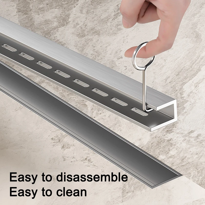 Drenaje de ducha lineal extremadamente estrecho de 3cm de ancho, acero inoxidable 304, antiolor, drenaje de piso, tira larga para cuarto de Ducha