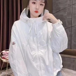 Hooded Sunscreen Jacket Women's New Loose Outdoor Street Clothes Tops Korean Women's Clothes Casual Short Section Zipper Coat