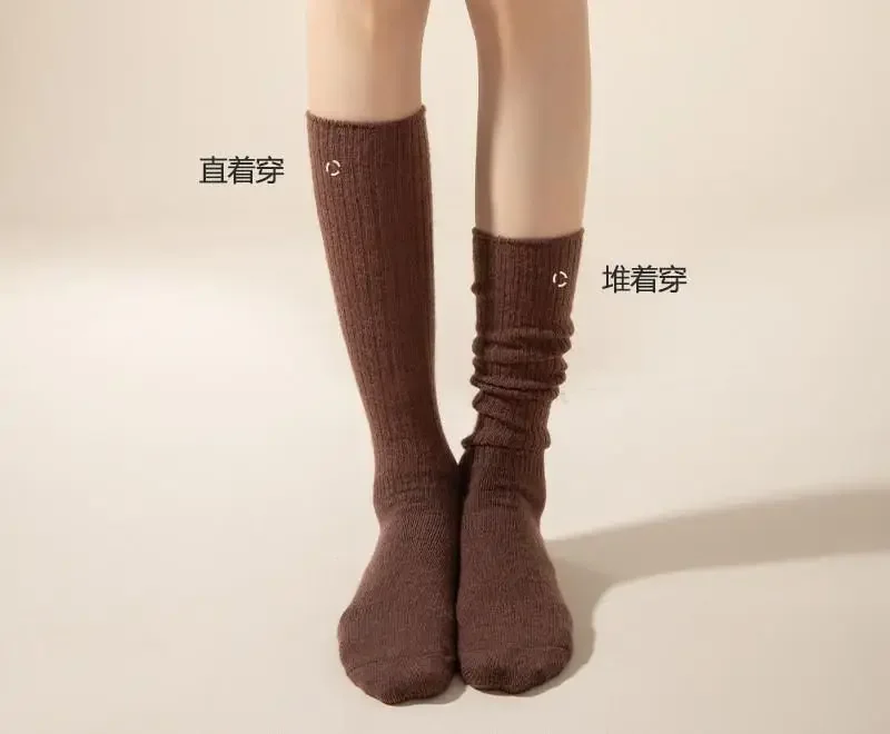 Soft Wool Long Socks Women Autumn Winter Cashmere Solid Knitted Stocking Skinny Casual Knee High Fluffy Warm Thicken Girls Socks