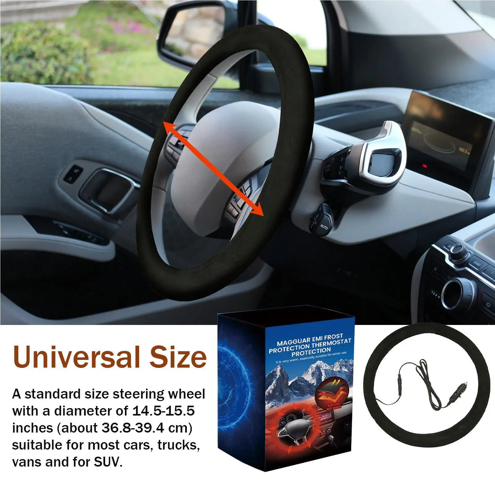 12V Heated Steering Wheel Cover Winter Comfortable Anti-slip Car Heating Hand Warmer Warm Steering Wheel Heater Car Accessories
