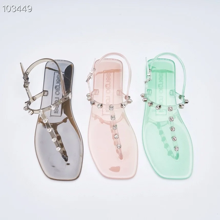 High Heels Jelly Shoes Flat Sandals Suit Female Beige 2024 Women\'s Ankle Strap Without Black Low Studded New Comfort Girls Scand