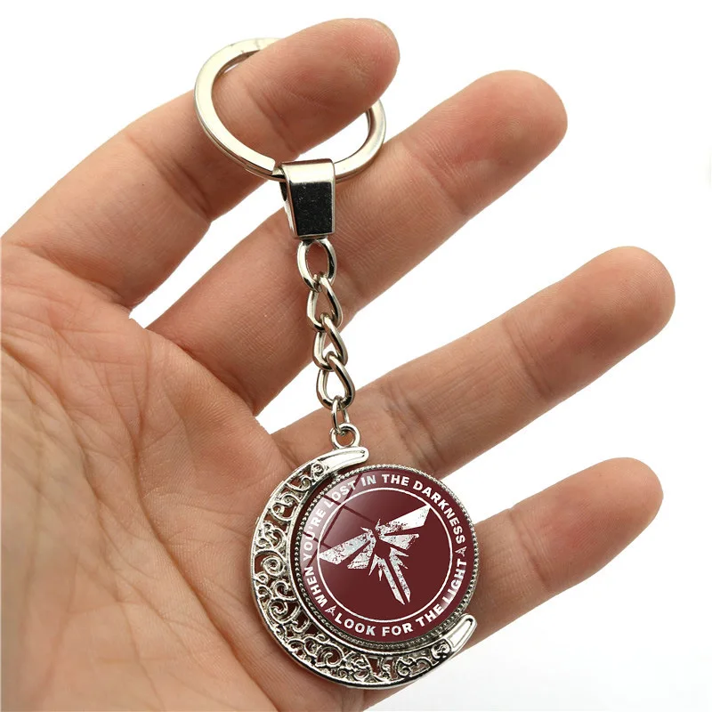 The Last of Us Keychain Firefly Logo Letter Dogtag Joel Ellie Vintage Retro Antique Pewter Rotatable Keyring Friend Gift