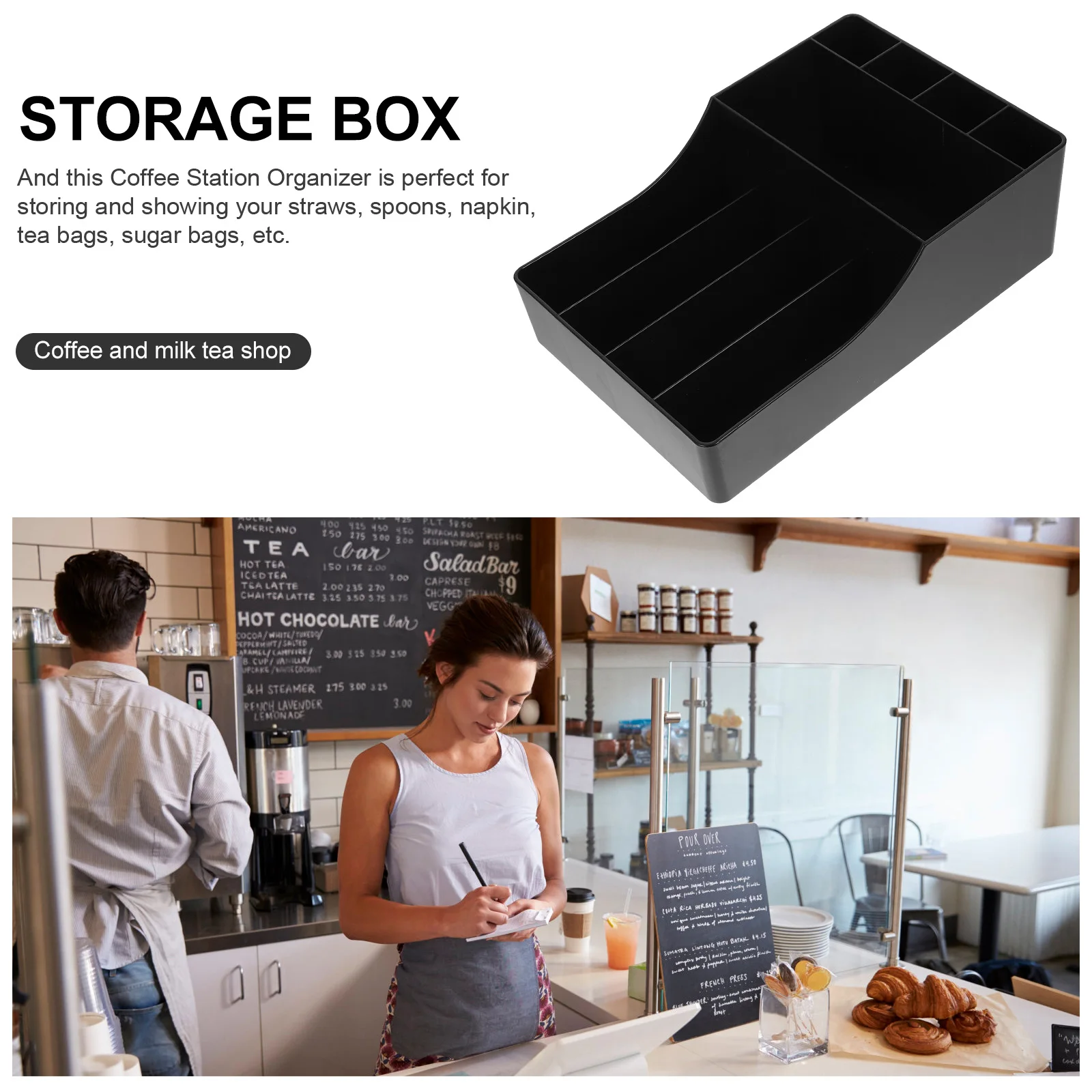 

Straw Holder Napkin Dispenser Cup Rack Storage Box Coffee Bag ganizer Tea Station Case Office Coffee Station Accessories Modern