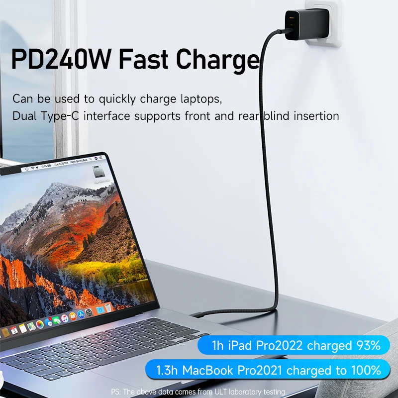 Thunder-bolt 5 Cable 120Gbps Data Sync 240W Fast Charging 16K30Hz USB4 Type C Cable Compatible for MacBook, iPad, Docking, SSD