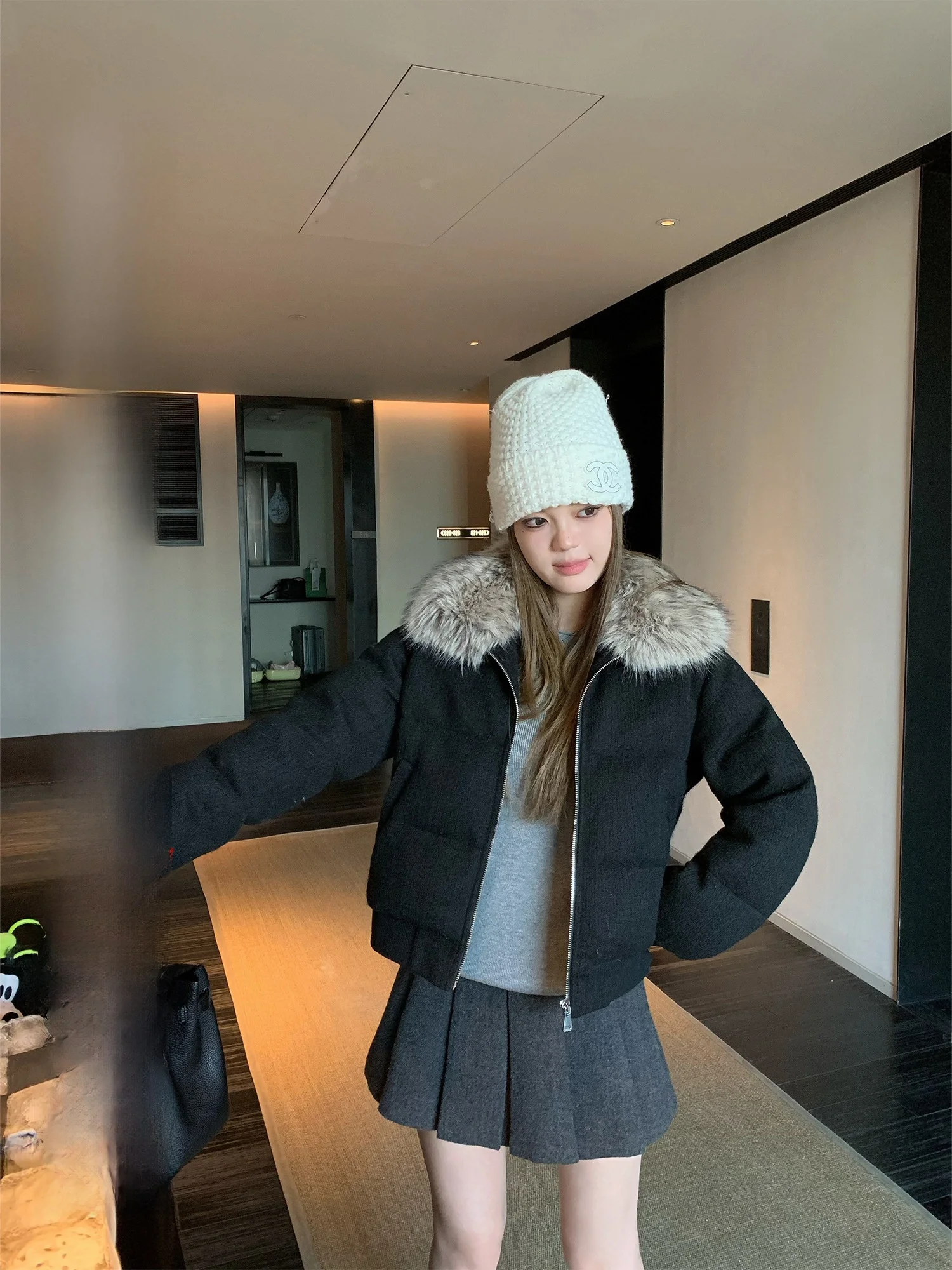 

Женская вязаная куртка Yuzuqi Bla с отстегивающимся меховым воротником, теплая, для осени и зимы, для повседневной носки, с длинными рукавами