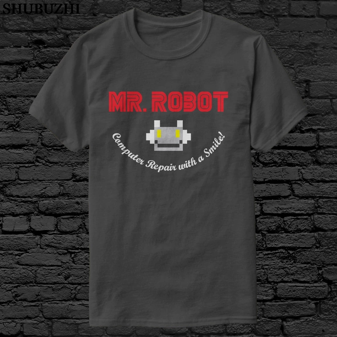 Топы Летняя крутая забавная футболка Mr Robot Mr. Робот-компьютерный ремонт с помощью летней футболки с улыбкой