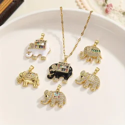 High-grade Colored Zircon Animal Elephant Series Pendant for Women, Versatile, Non-fading, Niche Design, Stainless Steel Chain