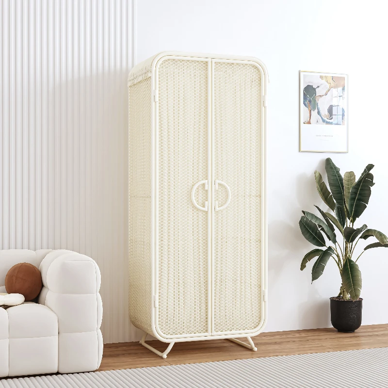 

Nordic Aesthetic Clothes Closet Medium Women Hanger Metal Storage Cabinets Wardrobe Bedroom Portable Guarda Roupas Furniture
