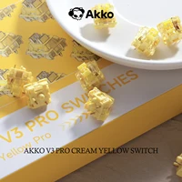 Akko V3 Cream Yellow Pro Switch 5 pines 50gf lineal con vástago estable a prueba de polvo para teclado mecánico Mx (45 piezas)