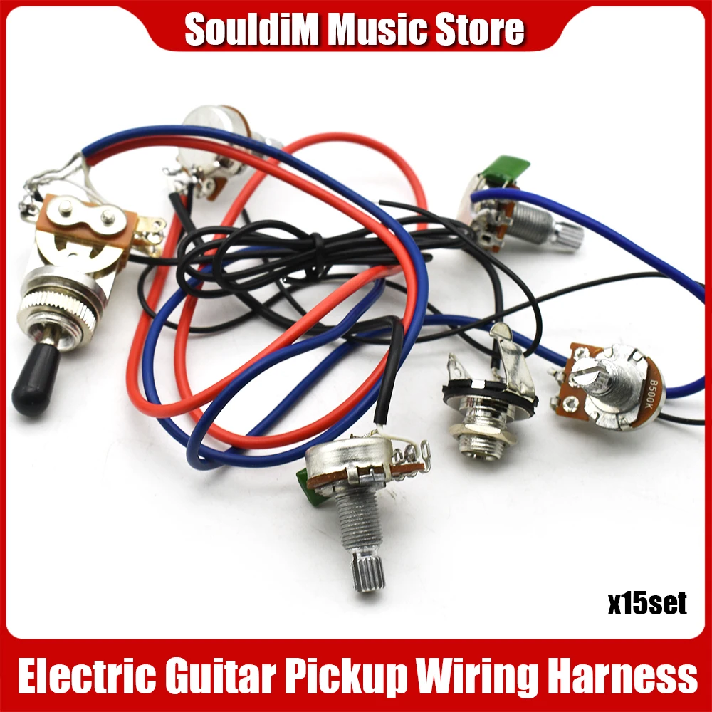 

15set LP SG Electric Guitar Pickup Wiring Harness Push Pull Switch Potentiometers for Lp Electric Guitar