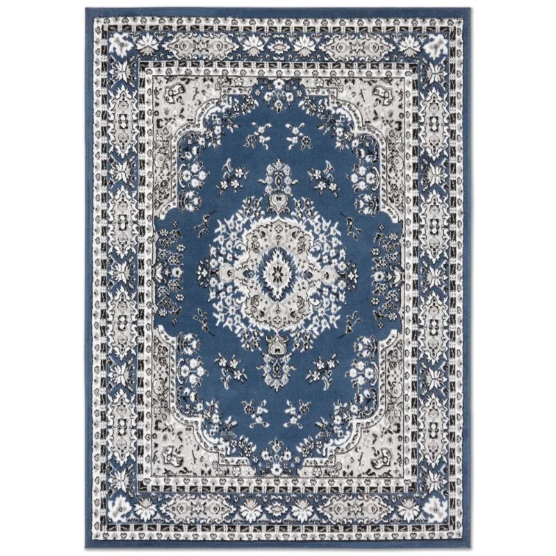 

Premium Sakarya Traditional Medallion Area Rug, Blue/Ivory, 3'7"x5'2"