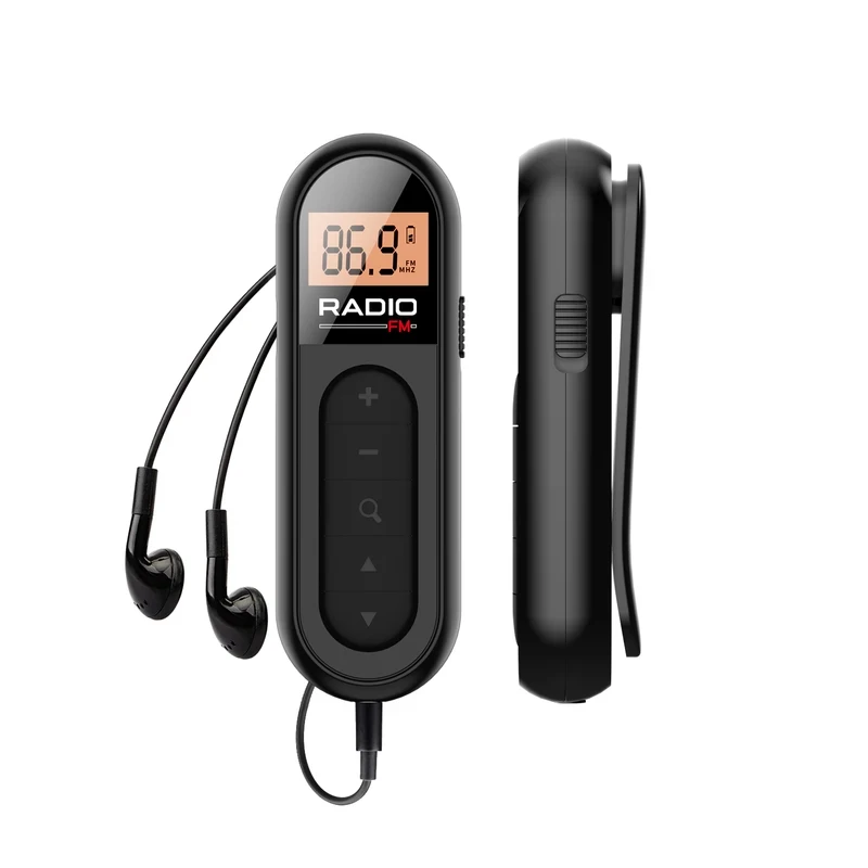 Radio FM Portátil, Radio de Bolsillo Recargable con la Mejor Recepción, Sintonización Digital, Pantalla LCD, Clip para Cinturón, Sonido Estéreo, Conector para Auriculares
