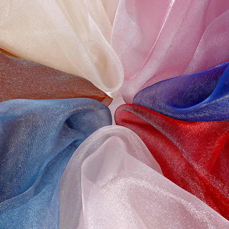 Thin Crystal Organza Fabric Per Meter for Summer Dress Stage Costume Scene Decoration Diy Sewing Soft Smooth Shiny Cloth Black